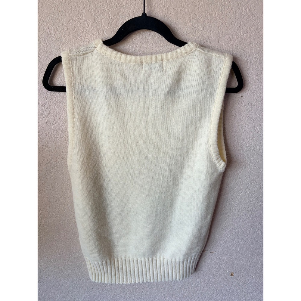 Vintage Towncraft JCPenney Scenic Knit Sweater Vest Cream Womens L 14-16 - Picture 6 of 8